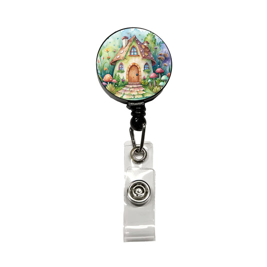 Fairy House Watercolor Retractable ID Key Card Name Tag Badge Holder with Clip