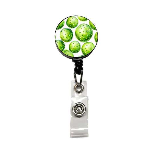 Fluorescent Green Pickleballs Retractable ID Key Card Name Tag Badge Holder with Clip