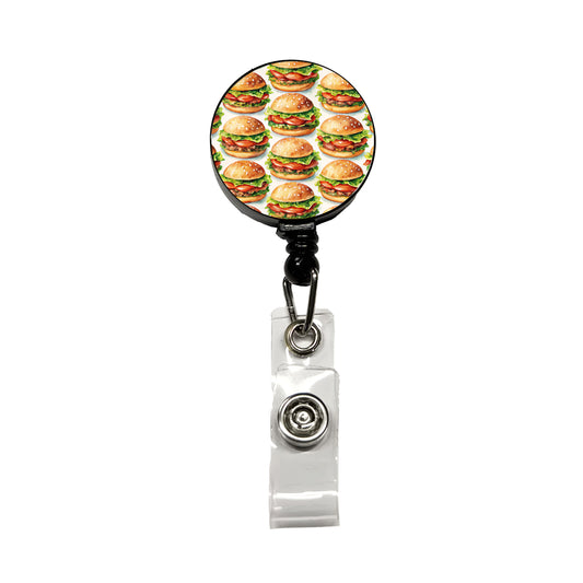 Hamburgers Watercolor Retractable ID Key Card Name Tag Badge Holder with Clip