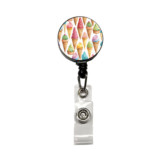 Ice Cream Cones Colorful Retractable ID Key Card Name Tag Badge Holder with Clip