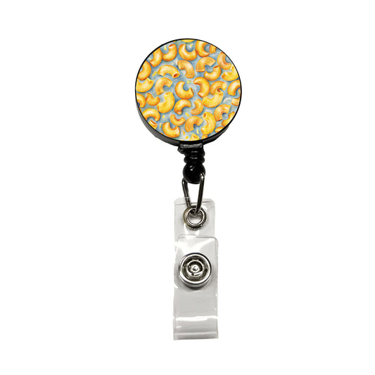 Macaroni Cheese Pasta Watercolor Retractable ID Key Card Name Tag Badge Holder with Clip