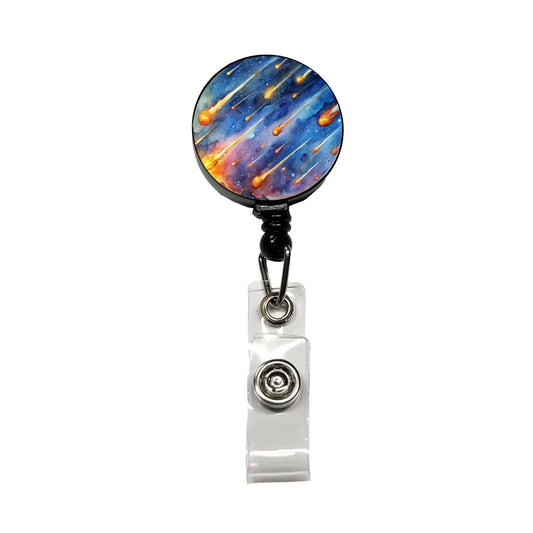 Meteors Watercolor Retractable ID Key Card Name Tag Badge Holder with Clip