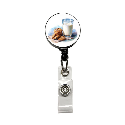 Milk Cookies Watercolor Retractable ID Key Card Name Tag Badge Holder with Clip