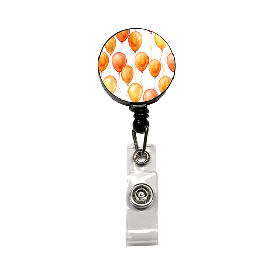 Orange Balloons Watercolor Birthday Retractable ID Key Card Name Tag Badge Holder with Clip