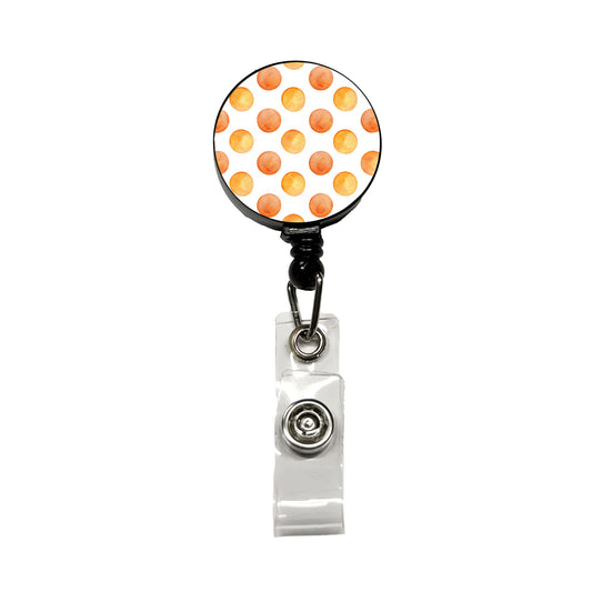 Orange Polka Dots White Background Retractable ID Key Card Name Tag Badge Holder with Clip