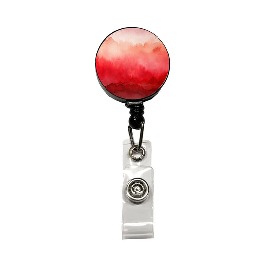 Red Ombre Watercolor Retractable ID Key Card Name Tag Badge Holder with Clip