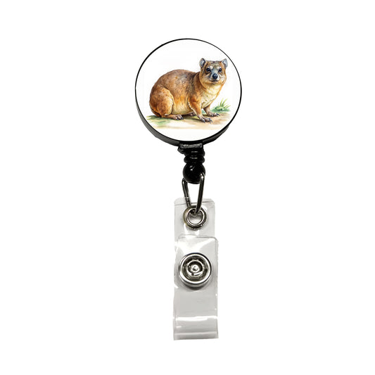 Rock Hyrax Dassie Watercolor Retractable ID Key Card Name Tag Badge Holder with Clip