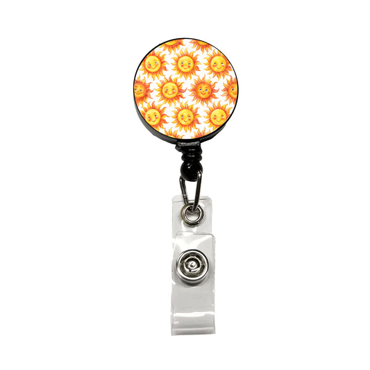 Smiling Suns Watercolor Retractable ID Key Card Name Tag Badge Holder with Clip