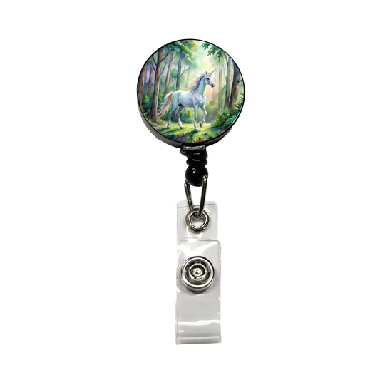 Unicorn In Forest Stunning Watercolor Design Retractable ID Key Card Name Tag Badge Holder with Clip