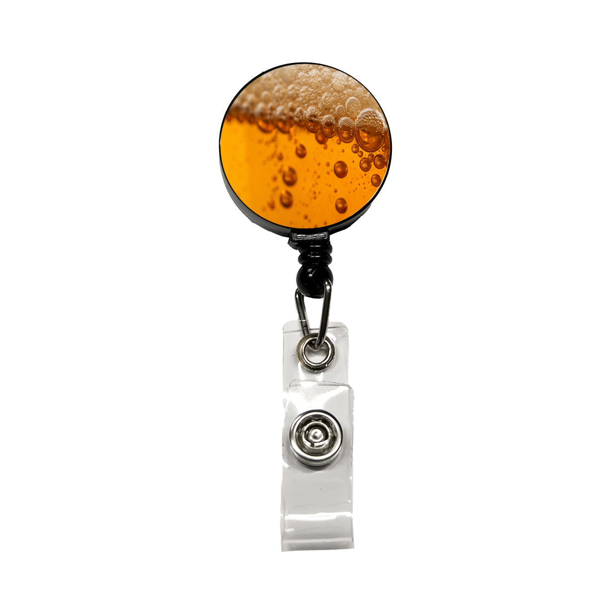 Beer Lager Closeup Foam On Top Funny Retractable ID Key Card Name Tag Badge Holder with Clip