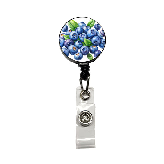 Blueberries Fruit Watercolor Retractable ID Key Card Name Tag Badge Holder with Clip