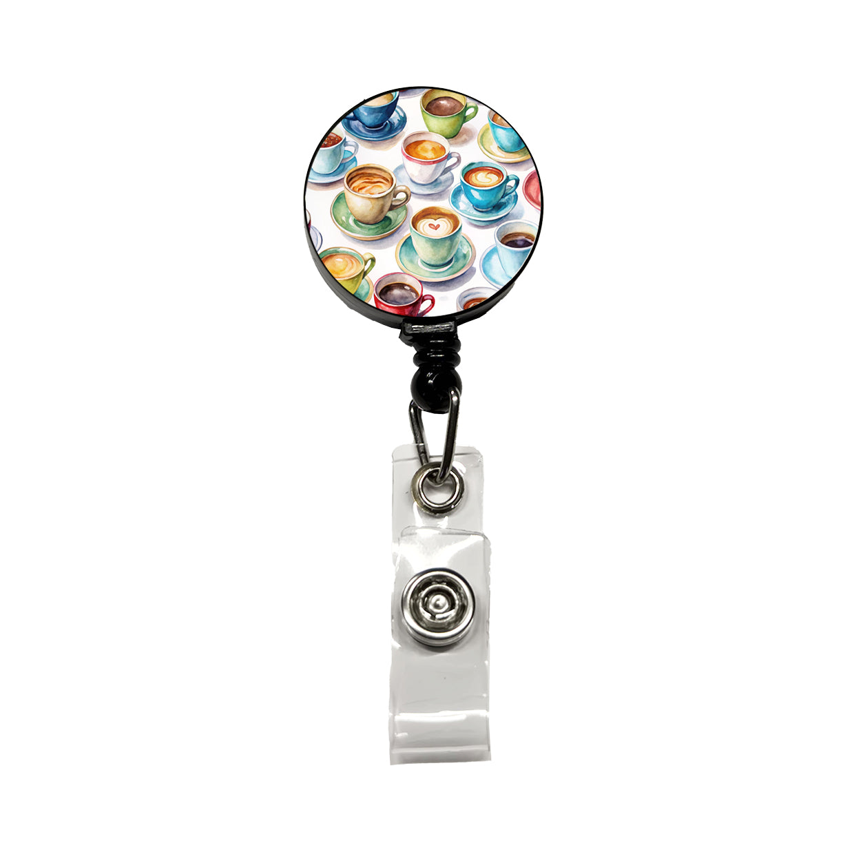Bunch Of Coffee Cups Retractable ID Key Card Name Tag Badge Holder with Clip