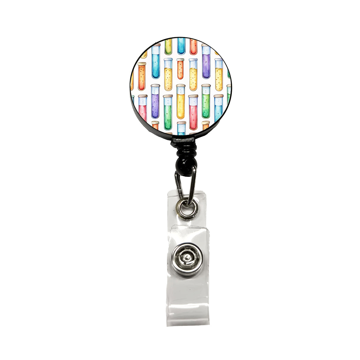 Cartoon Test Tubes Science Teacher Scientist Retractable ID Key Card Name Tag Badge Holder with Clip