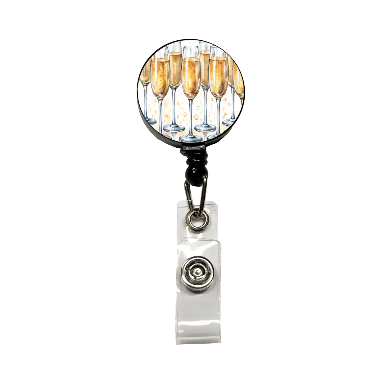 Champagne Glasses Retractable ID Key Card Name Tag Badge Holder with Clip