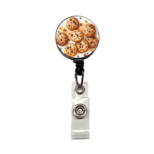 Chocolate Chip Cookies Watercolor Retractable ID Key Card Name Tag Badge Holder with Clip