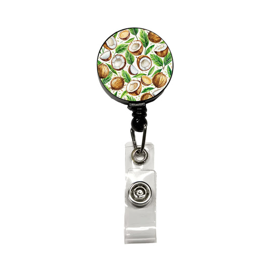 Coconut Pattern Watercolor Retractable ID Key Card Name Tag Badge Holder with Clip