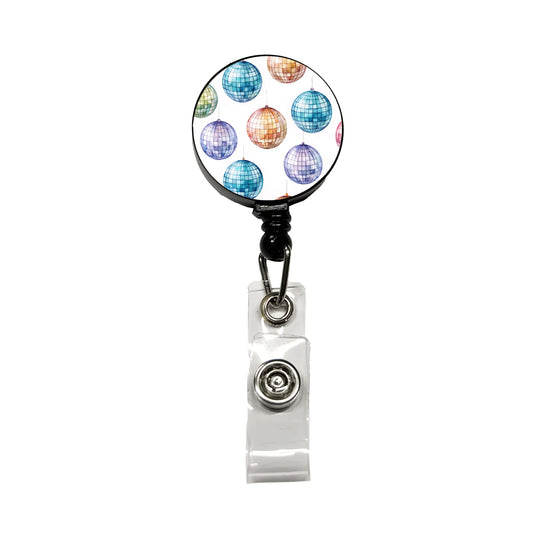 Colorful Disco Balls Retractable ID Key Card Name Tag Badge Holder with Clip