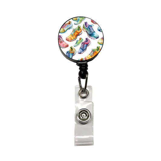 Colorful Running Shoes Runners Retractable ID Key Card Name Tag Badge Holder with Clip