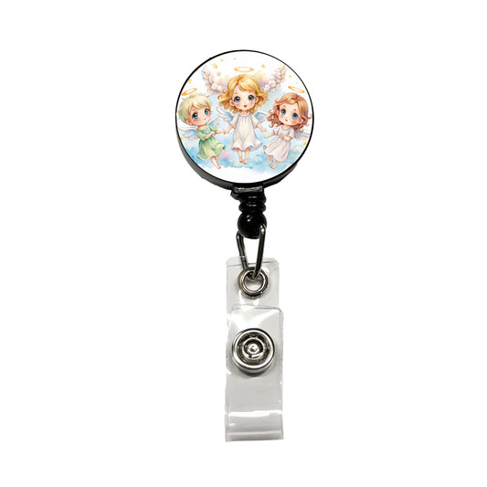 Cute Angels Watercolor Retractable ID Key Card Name Tag Badge Holder with Clip