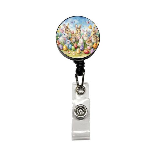 Easter Bunnies Watercolor Retractable ID Key Card Name Tag Badge Holder with Clip