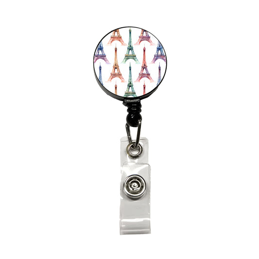 Eiffel Towers Paris City Beautiful Retractable ID Key Card Name Tag Badge Holder with Clip