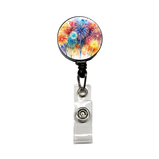 Fireworks Colorful Retractable ID Key Card Name Tag Badge Holder with Clip