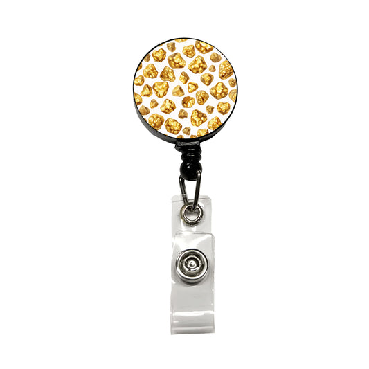 Gold Nuggets Pattern Watercolor Retractable ID Key Card Name Tag Badge Holder with Clip
