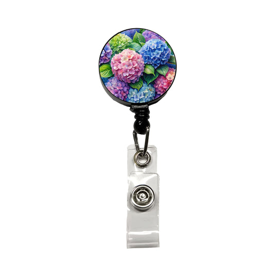 Hydrangeas Colorful Flowers Beautiful Retractable ID Key Card Name Tag Badge Holder with Clip