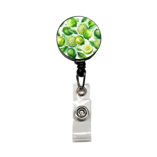 Limes Fruit Watercolor Retractable ID Key Card Name Tag Badge Holder with Clip