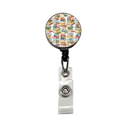 Lots Of Books Library Reading Reader Retractable ID Key Card Name Tag Badge Holder with Clip