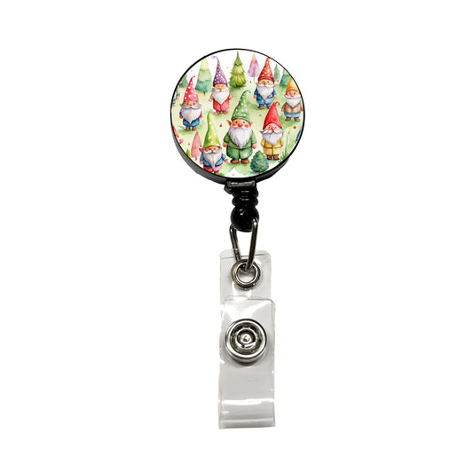 Lots Of Gnomes Watercolor Retractable ID Key Card Name Tag Badge Holder with Clip