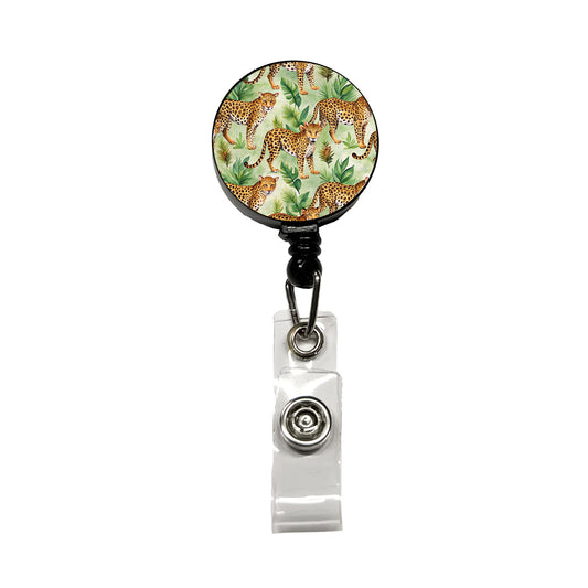Lots Of Leopards Retractable ID Key Card Name Tag Badge Holder with Clip