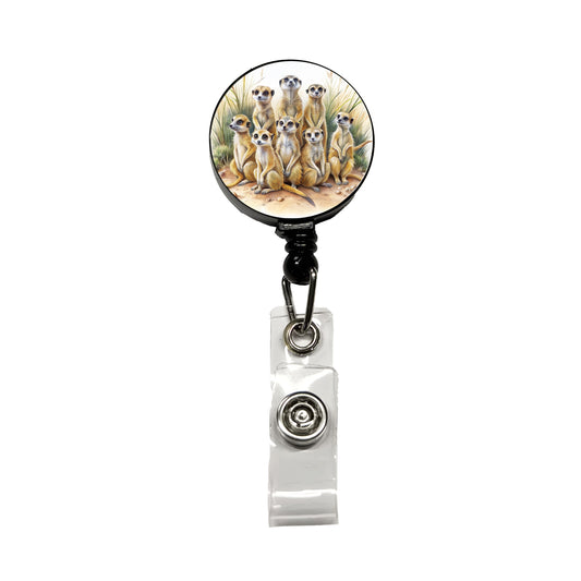 Lots Of Meerkats Watercolor Retractable ID Key Card Name Tag Badge Holder with Clip