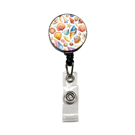Lots Of Shells Beach Ocean Retractable ID Key Card Name Tag Badge Holder with Clip