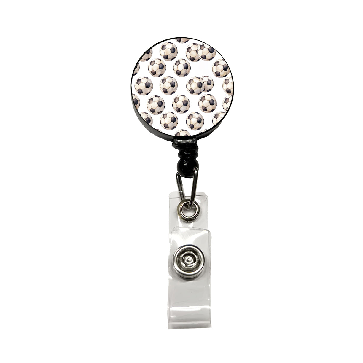 Lots Of Soccer Balls Footballs Retractable ID Key Card Name Tag Badge Holder with Clip