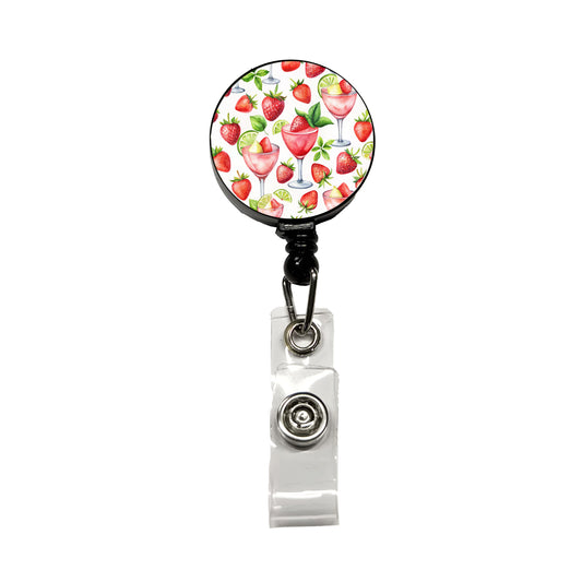 Lots Of Strawberry Daquiris Alcohol Retractable ID Key Card Name Tag Badge Holder with Clip