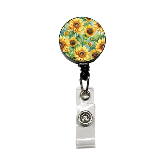 Lots Of Sunflowers Retractable ID Key Card Name Tag Badge Holder with Clip