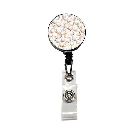 Lots Of White Marshmallows Retractable ID Key Card Name Tag Badge Holder with Clip