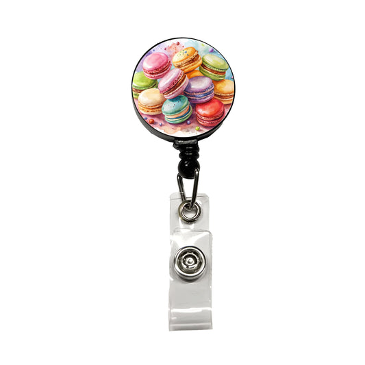 Macaron Cookies Watercolor Retractable ID Key Card Name Tag Badge Holder with Clip