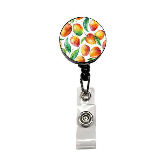 Mangos Fruit Watercolor Retractable ID Key Card Name Tag Badge Holder with Clip