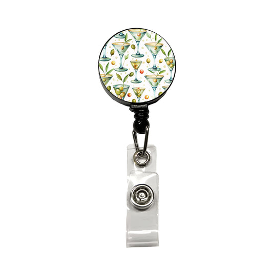 Martinis With Olives Alcohol Retractable ID Key Card Name Tag Badge Holder with Clip