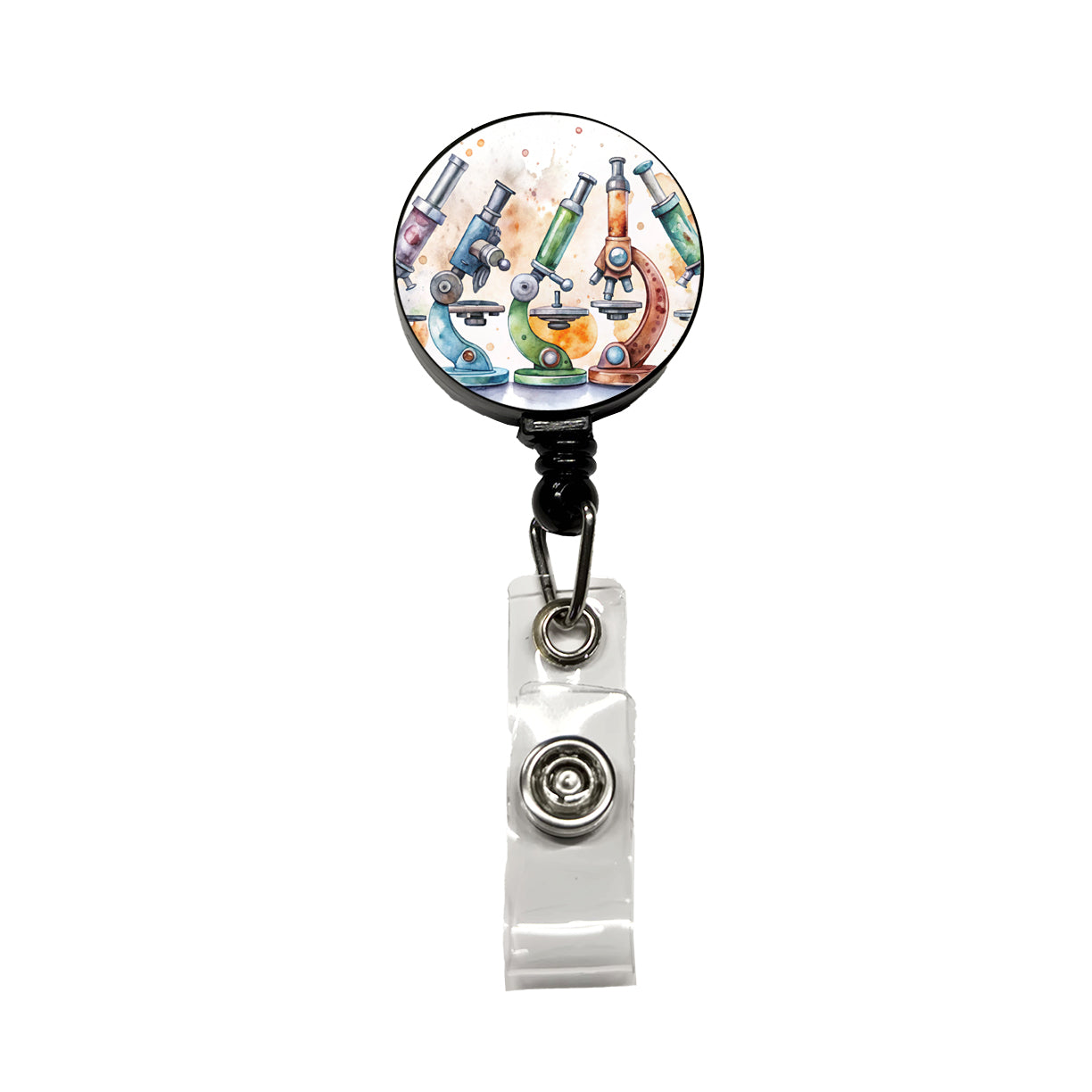 Microscopes Science Scientist Lab Biology Teacher Retractable ID Key Card Name Tag Badge Holder with Clip