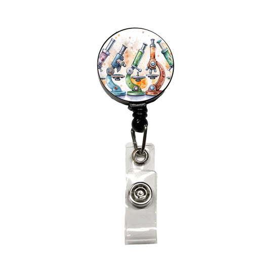 Microscopes Science Scientist Lab Biology Teacher Retractable ID Key Card Name Tag Badge Holder with Clip