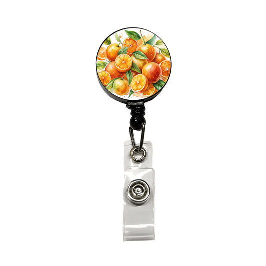 Oranges Fruit Watercolor Retractable ID Key Card Name Tag Badge Holder with Clip