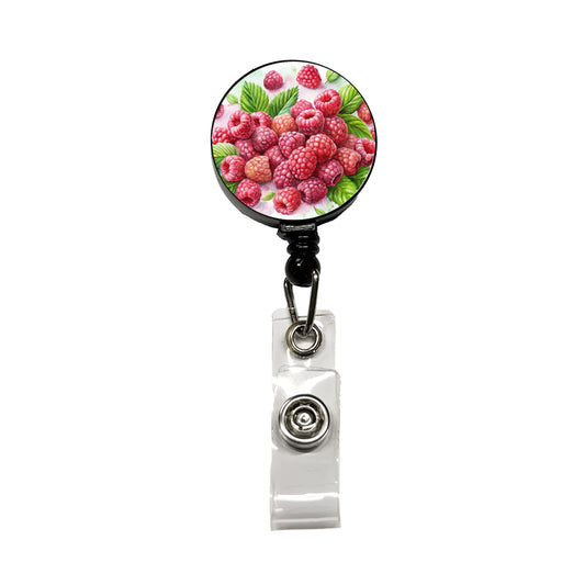 Raspberries Fruit Watercolor Retractable ID Key Card Name Tag Badge Holder with Clip