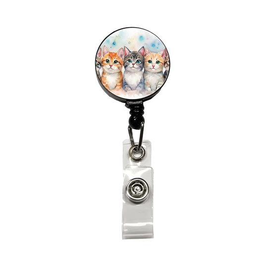 Small Cute Cats In A Row Retractable ID Key Card Name Tag Badge Holder with Clip