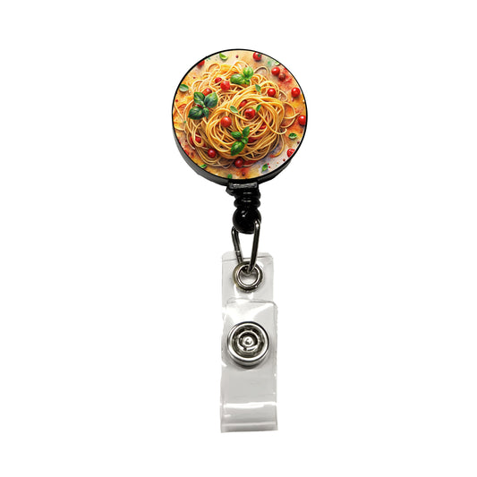 Spaghetti Pasta Italian Food Watercolor Retractable ID Key Card Name Tag Badge Holder with Clip