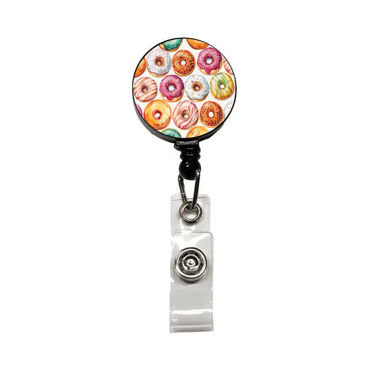 Variety Of Donuts Retractable ID Key Card Name Tag Badge Holder with Clip
