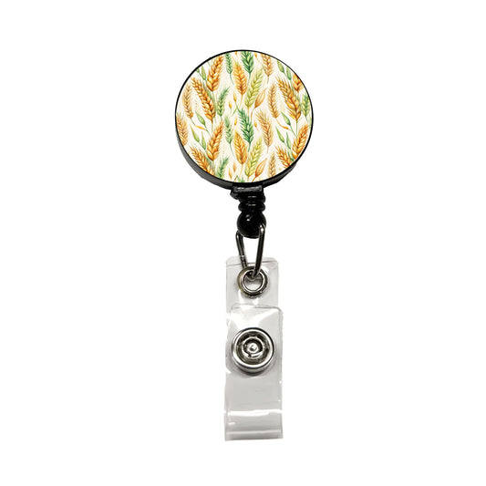 Wheat Watercolor Retractable ID Key Card Name Tag Badge Holder with Clip