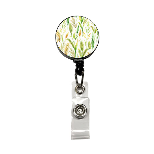 Wild Grasses Retractable ID Key Card Name Tag Badge Holder with Clip